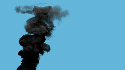 black thick toxic smoke exhaust from power station, isolated - industrial 3D illustration