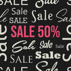 White and black sale background seamless design