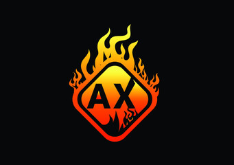 Fire AX Letter Logo And Icon Design Template