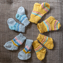 beautiful, variegated small children's socks, handmade, wool yarn, knitted texture