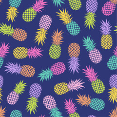 Colorful pineapple seamless pattern background.