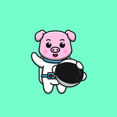 pig astronaut with helmet