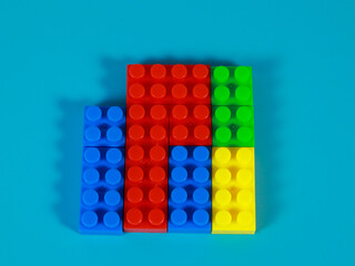 Colorful Plastic Cube Random With Blue Background