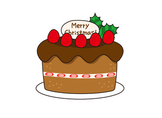 いちごが乗ったチョコクリスマスケーキ