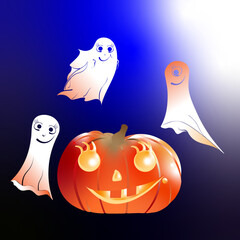 halloween gespenster und kürbis