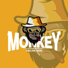 Monkey mascot logo design template © SRI