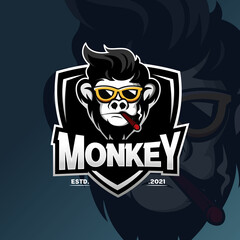 Monkey mascot logo design template