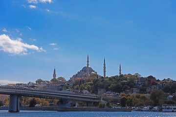Fototapeta na wymiar Istanbul - Turkey 04 October 2021 Suleymaniye mosque view in Fatih district