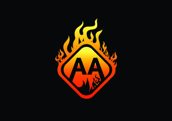 Fire AA Letter Logo And Icon Design Template