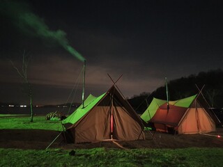 tent at night