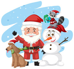 Santa Claus with Christmas cartoon characters