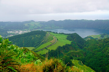 Naklejka premium green nature on the beautiful azores islands
