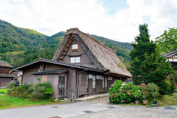 Old traditional Japanese house with thatched roof