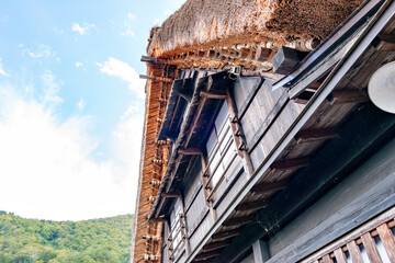 Old traditional Japanese house with thatched roof