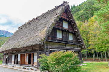 Old traditional Japanese house with thatched roof