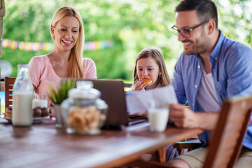 Happy family working from home