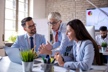 Group of people work in office