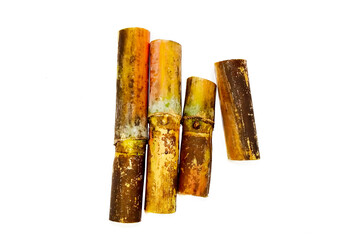 Sugarcane slice isolated on white  background.