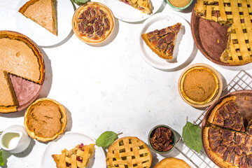 Set variety fall seasonal pies © ricka_kinamoto