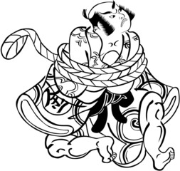 浮世絵　捕まっている武士　その1