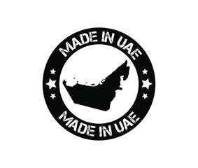 Made in UAE stamp with UAE map.