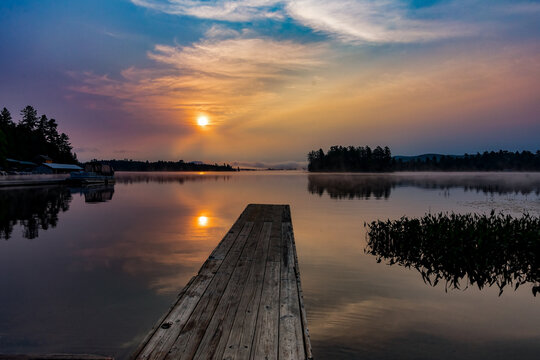 Sunrise Over Raquette Lake In The Adirondacks