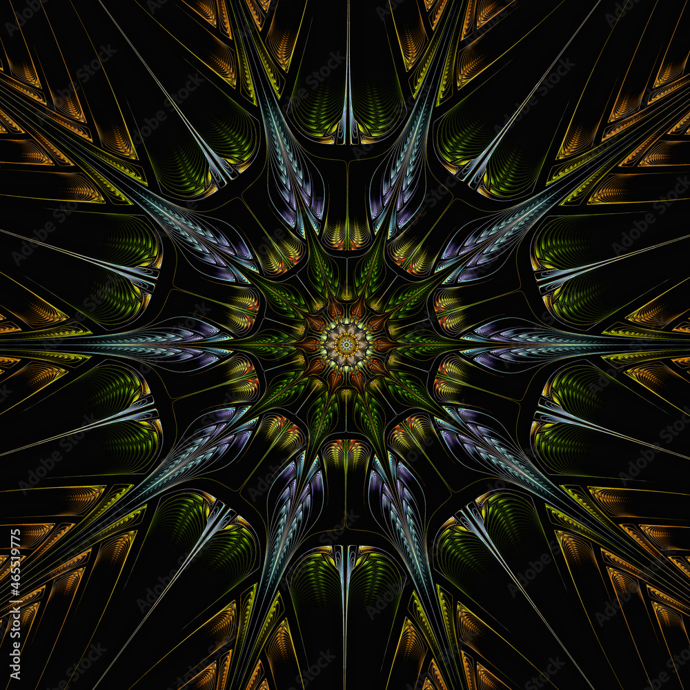 Wall mural 3d effect - abstract polygonal fractal pattern