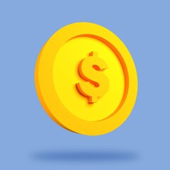 dollar coin. 3D rendering, mockup, presentation, icon business