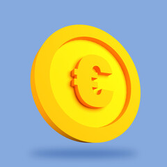 euro coin. 3D rendering, mockup, presentation, icon business