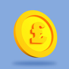 pounds sterling coin. 3D rendering, mockup, presentation, icon business