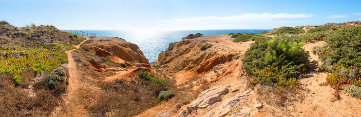 famous hiking coast path along Rota Vicentina, Algarve landscape Portugal