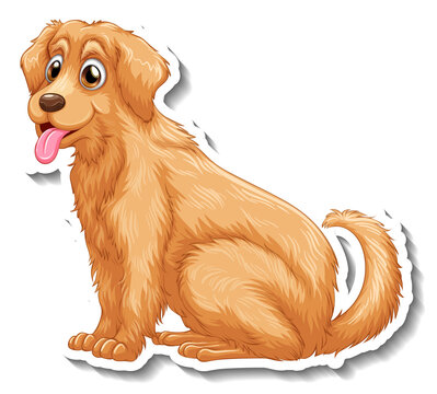 Golden Retriever dog cartoon sticker