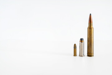 different type of bullets isolated over a white background