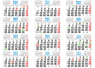 calendario 2022 santoral y lunas España - obrazy, fototapety, plakaty