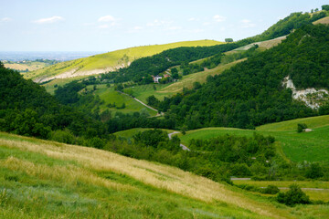 Fototapeta na wymiar Rural landscape along the road from Sassuolo to Serramazzoni, Emilia-Romagna.
