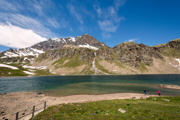 landscape mountain between Ceresole Reale and the Nivolet hill around serrù lake, Agnel lake, Nivolet lake in Piedmont in Italy