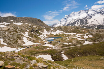 landscape mountain between Ceresole Reale and the Nivolet hill around serr&ugrave; lake, Agnel lake, Nivolet lake in Piedmont in Italy