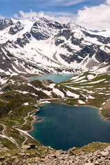 Naklejka na ściany i meble landscape mountain between Ceresole Reale and the Nivolet hill around serrù lake, Agnel lake, Nivolet lake in Piedmont in Italy