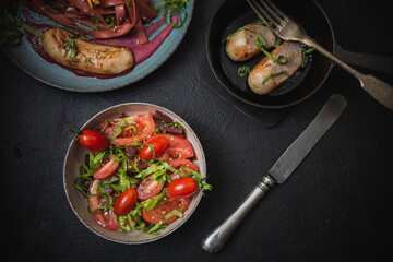 Spaghetti - decorates pasta with fresh vegetables