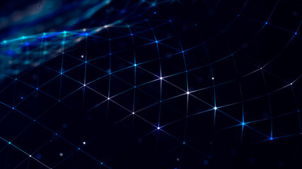 Technology background. Abstract digital combination dots and lines. Network connection structure. 3d Widescreen