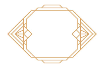 Art deco line frame. Golden vintage geometric border