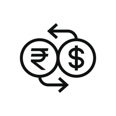 Currency exchange rupee to dollar. Money converter icon line style isolated on white background. Vector illustration