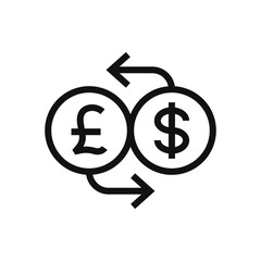 Currency exchange pound to dollar. Money converter icon line style isolated on white background. Vector illustration