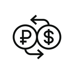 Currency exchange ruble to dollar. Money converter icon line style isolated on white background. Vector illustration