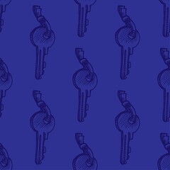 Seamless pattern of keys. hand drawn vector illustration for print or web design
