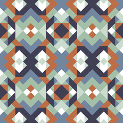 Mosaic seamless texture. Abstract pattern. Vector geometric background of triangles in green, blue and brown colors
