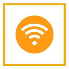 Wifi icon isolated on special orange square button reflected abstract illustration