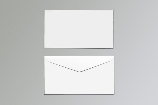 Envelop front and back side Mock up isolated n a grey background.3d rendering.