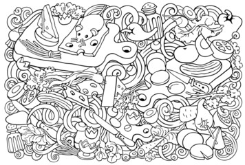 Food and Dishes vector sketchy cooking illustration.