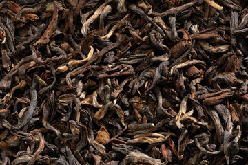 Detailed and large close up shot of black tea.